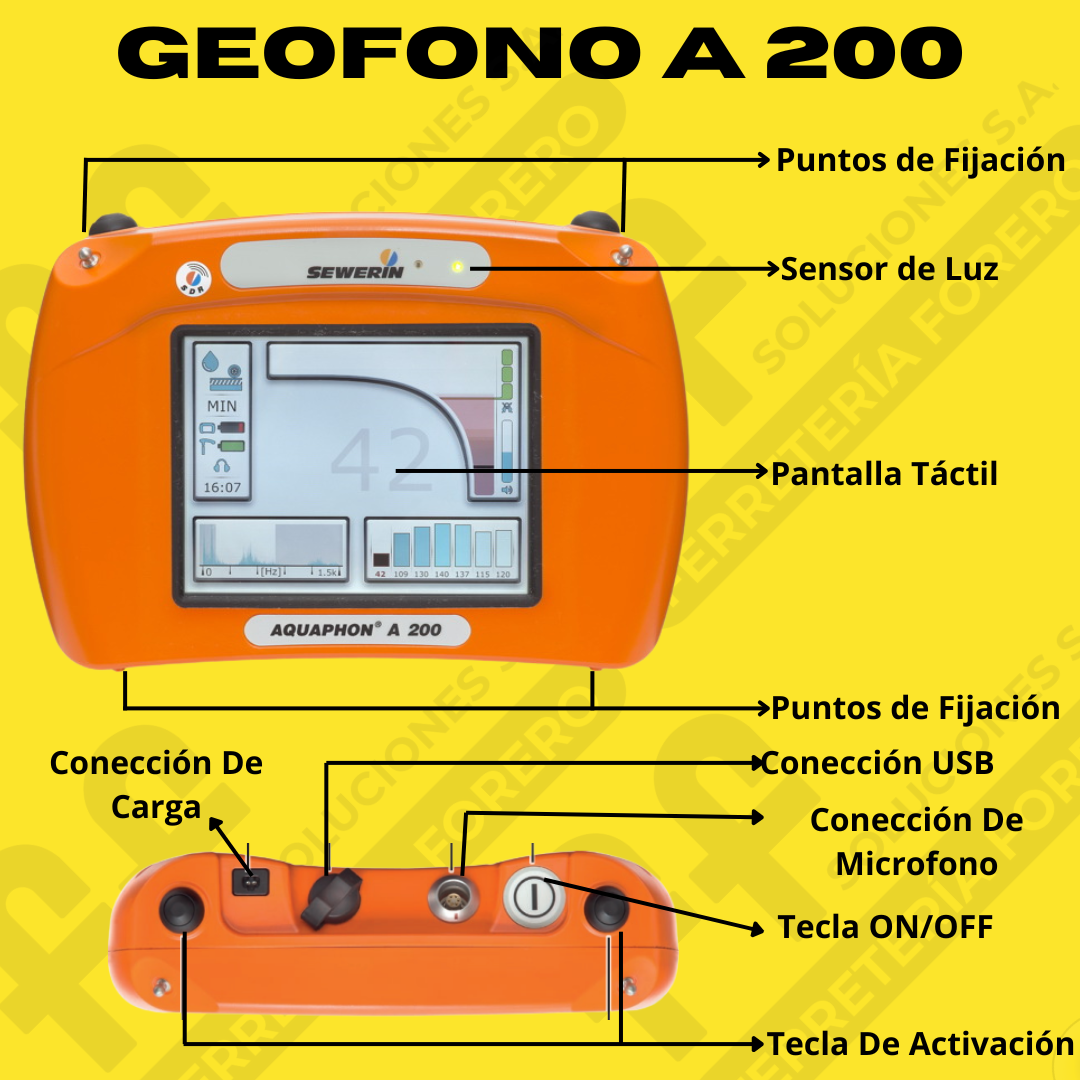 Geófono para la detección de fugas de agua por el método electro acústico A 200