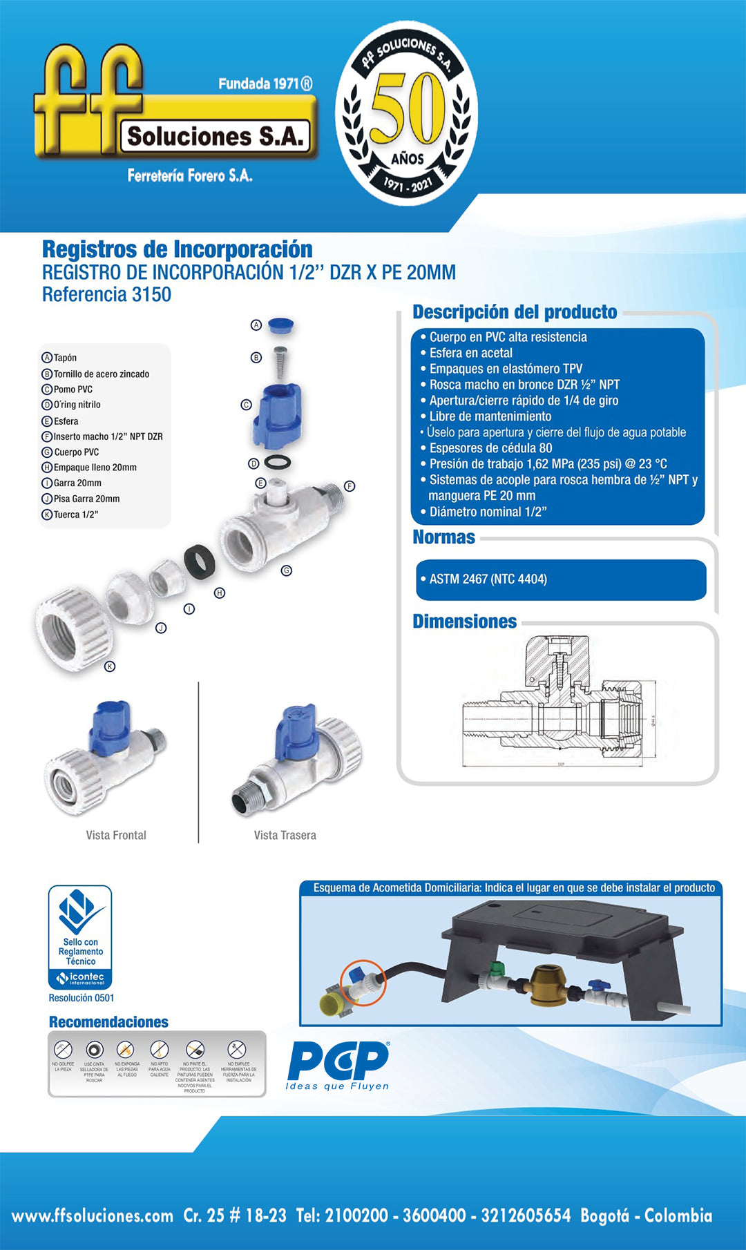 3150 Registro de Incorporacion 1/2"DZR X PE 20 mm