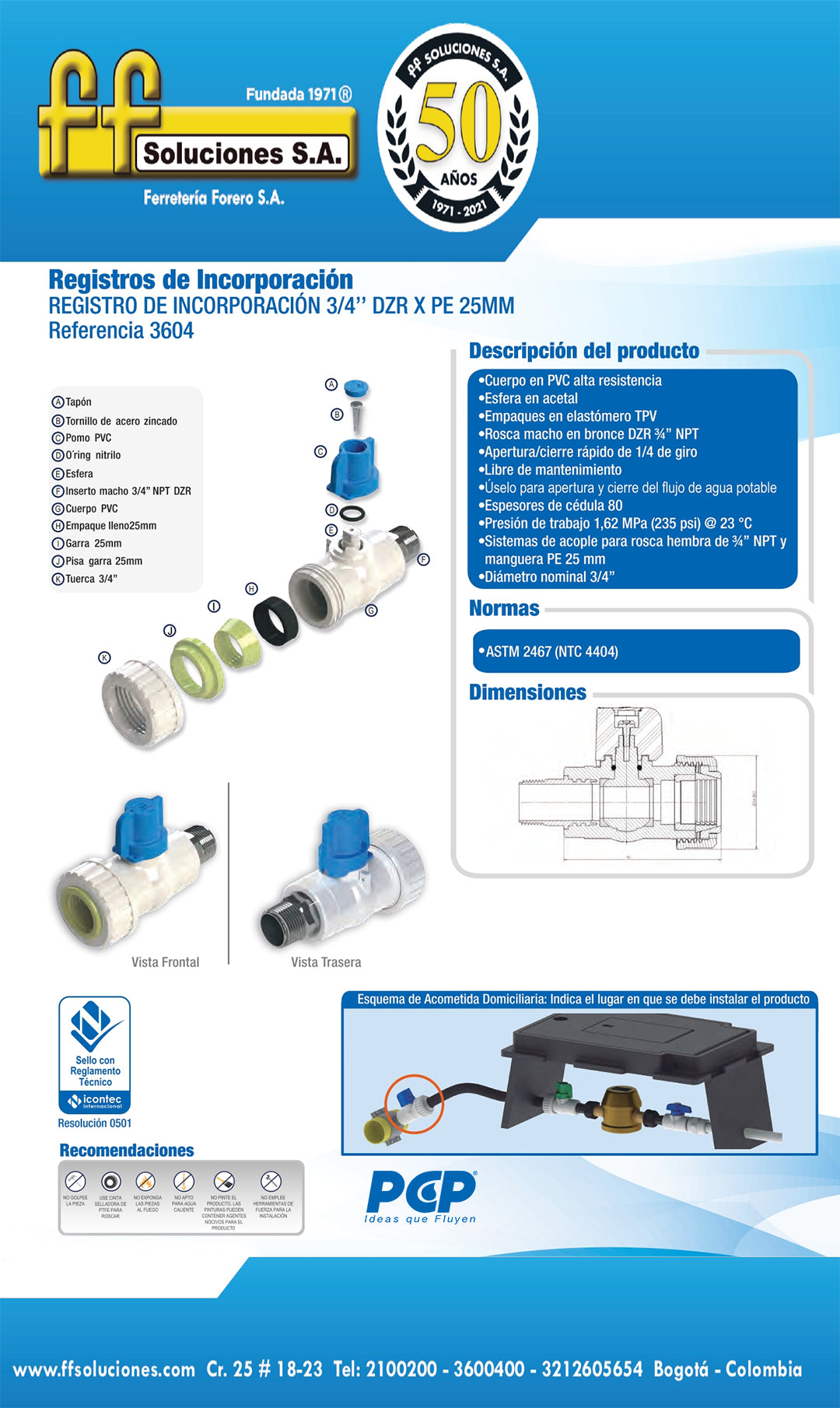 3604 Registro de Incorporacion 3/4"DZR X PE 25mm