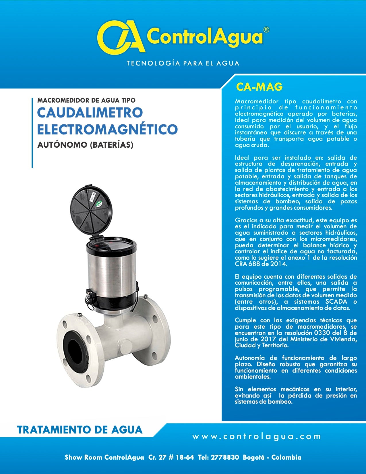 Macromedidor Electromagnético ControlAgua compacto con Batería