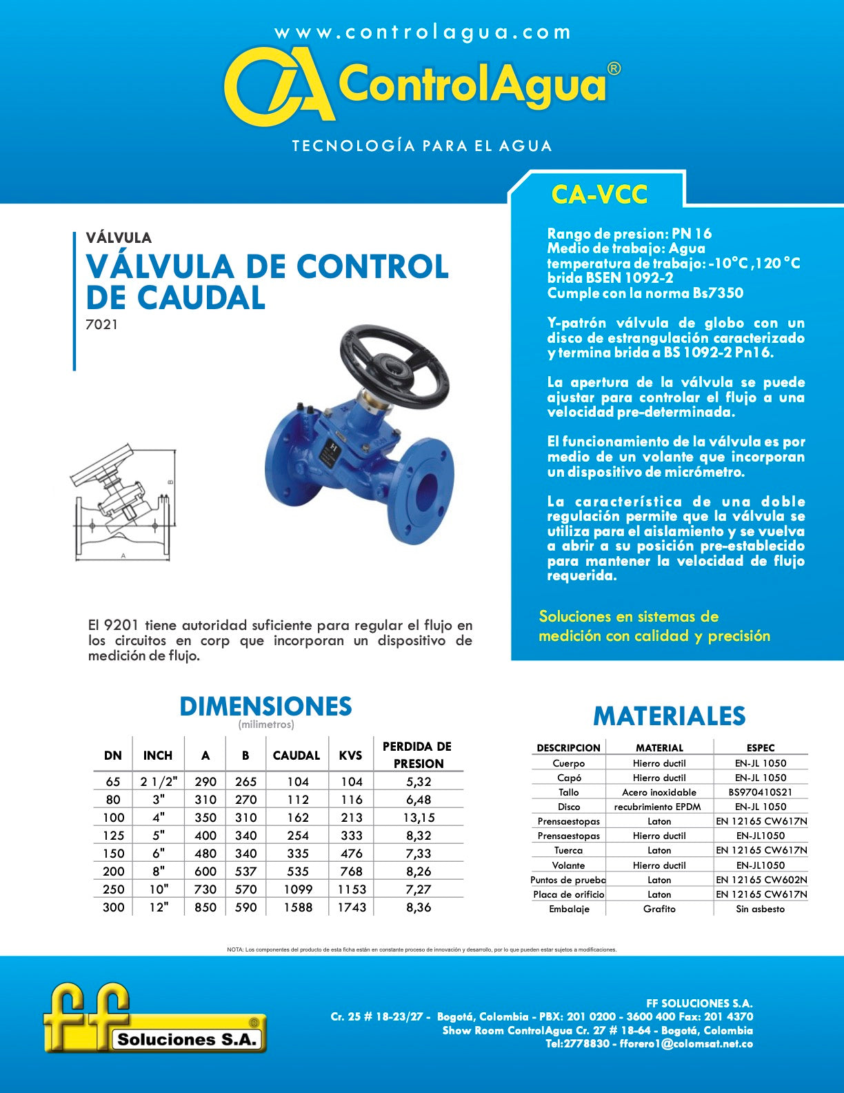 VALVULA CONTROL CAUDAL CON PLACA DE ORIFICIO Sobre Pedido